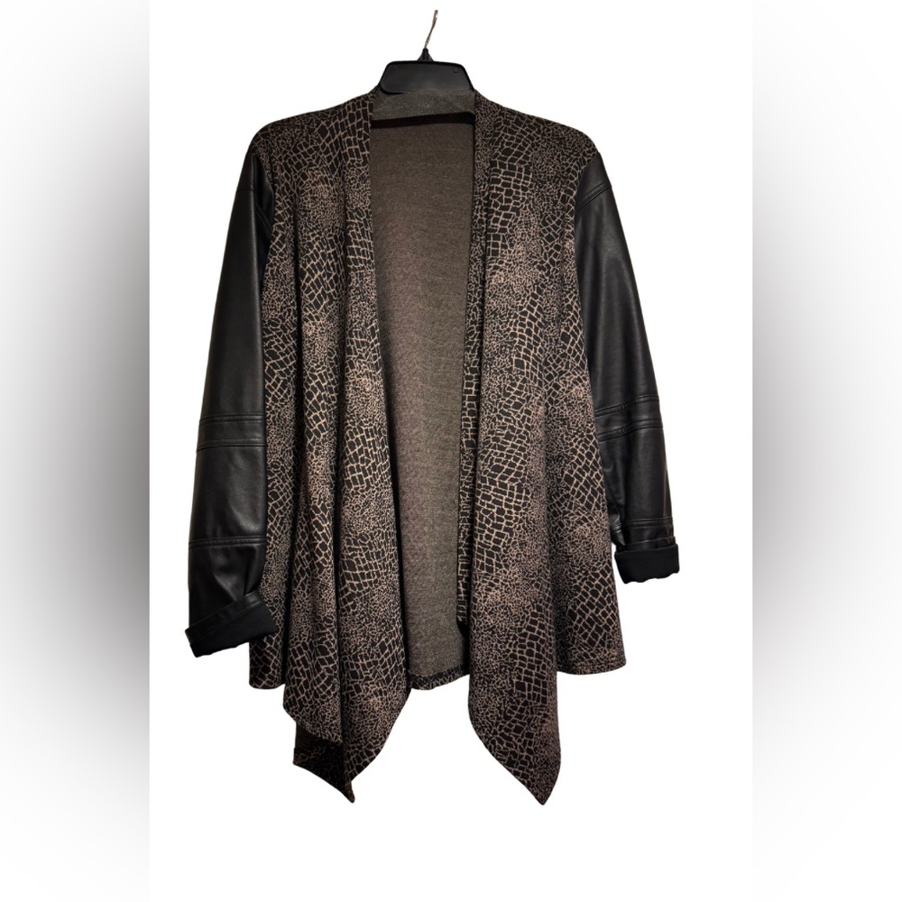 Very J Cardigan with "Leather" Sleeves